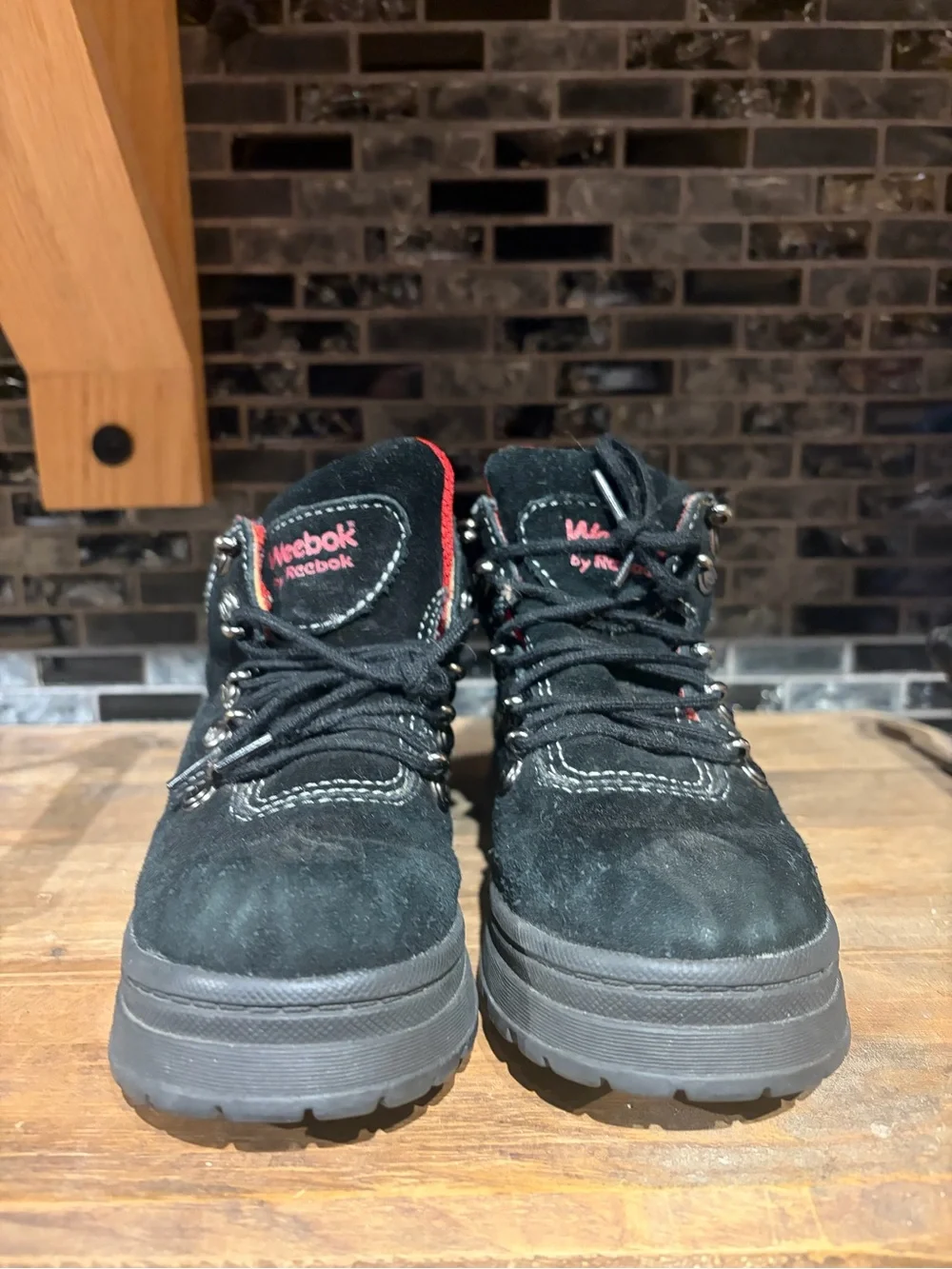 Y2k Weebok by Reebok Black Suede Lace Up Chunky Boots Toddler Size 9